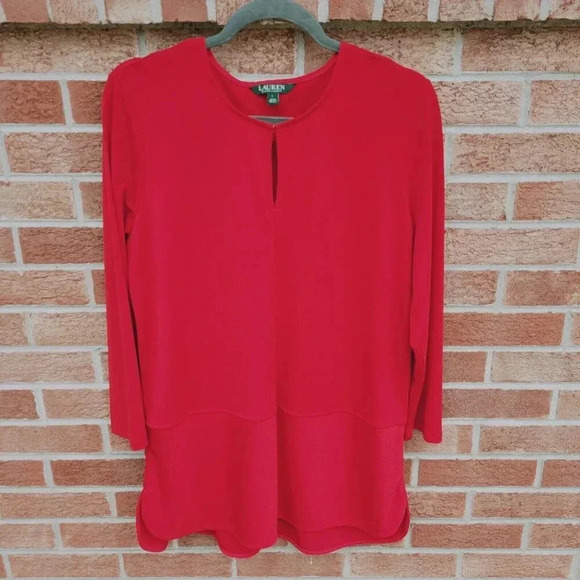 Lauren Ralph Lauren Tops - Lauren Ralph Lauren Tunic Blouse Women's Size Large Red